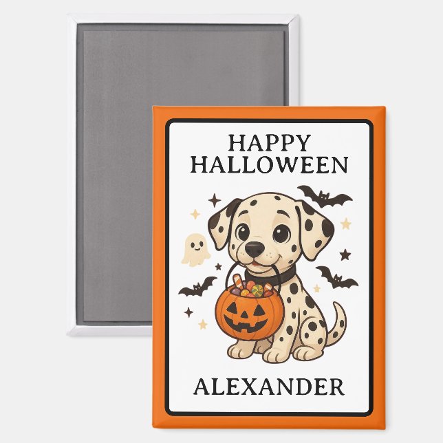 Halloween Dalmatiner Hundtrick oder Treat Party Magnet (Vorderseite/Rückseite)