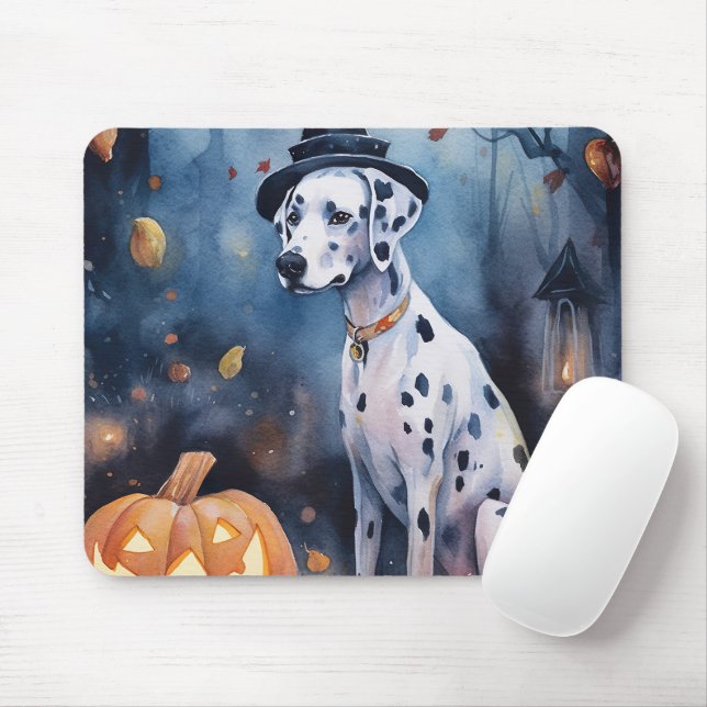 Halloween-Dalmatinie mit Pumpkins Beängstigend Mousepad (Mit Mouse)