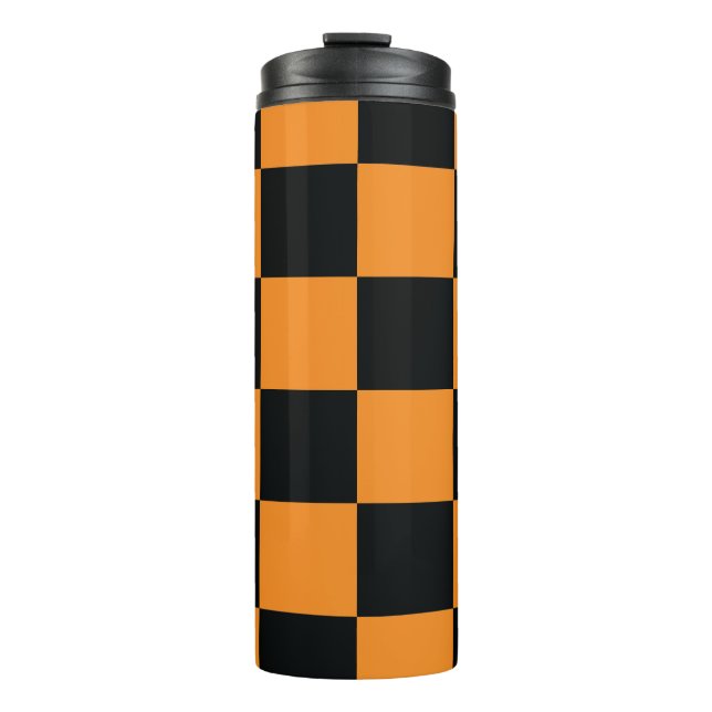 Halloween-Damebrett-Muster Thermosbecher (Vorderseite)
