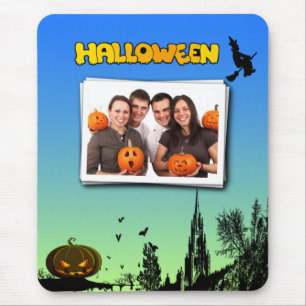 Halloween Dämmerung mit Hexe Foto Rahmen hinzufüge Mousepad