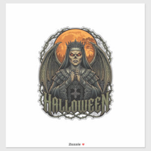Halloween Dämon Nonnen Krone Flügel Orange Mond_1 Aufkleber