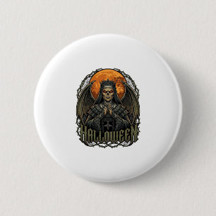 Halloween Dämon Nonnen Krone Flügel Orange Mond_1 Button