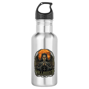 Halloween Dämon Nonnen Krone Flügel Orange Mond_1 Edelstahlflasche