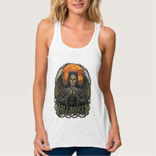 Halloween Dämon Nonnen Krone Flügel Orange Mond_1 Tank Top