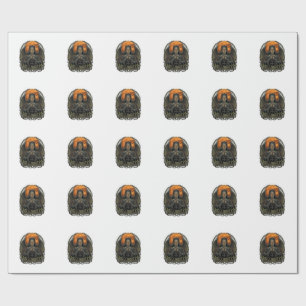 Halloween-Dämonen-Nonne-Kronen-Flügel-Orangener Mo Geschenkpapier