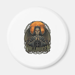 Halloween-Dämonen-Nonne-Kronen-Flügel-Oranger Mond Magnet