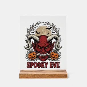 Halloween-Dämonen-Shirt mit Vintage-Engraving Kürb Acrylschild