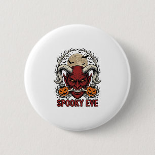 Halloween-Dämonen-Shirt mit Vintage-Engraving Kürb Button