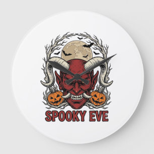Halloween-Dämonen-Shirt mit Vintage-Engraving Kürb Große Wanduhr