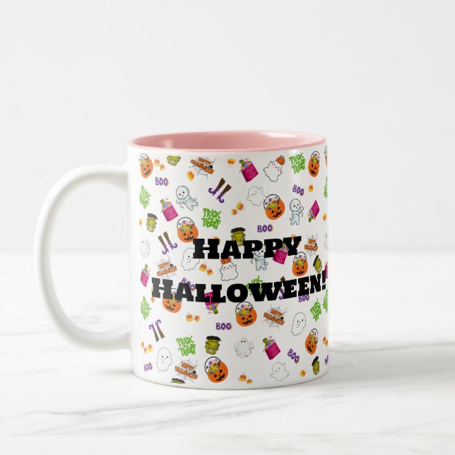Halloween Dance Party Zwei-Tone-Kaffee-Tasse Zweifarbige Tasse (Links)