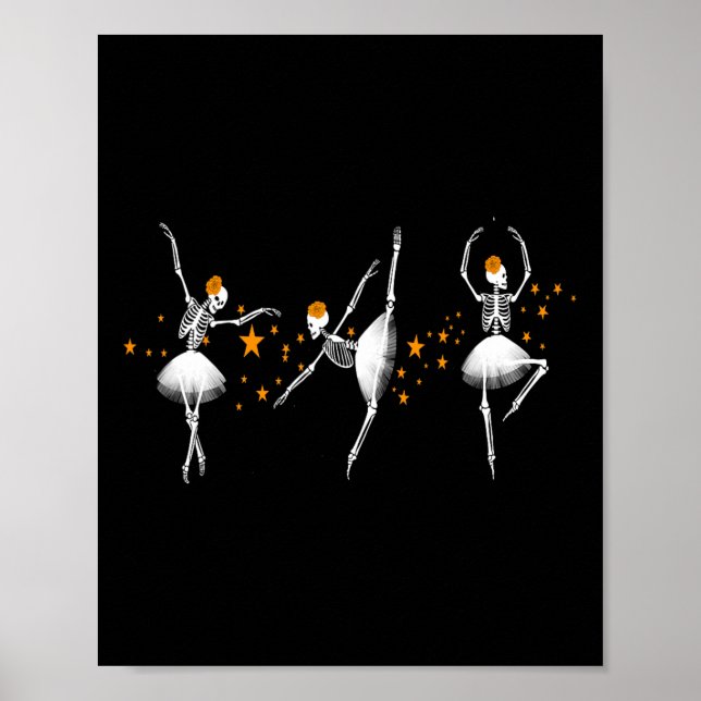 Halloween Dancing Skeleton Ballerina Ballerina Bal Poster (Vorne)