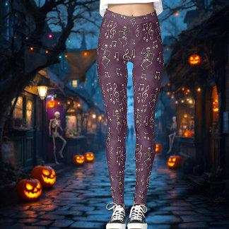 Halloween Dancing Skeleton Musiknoten Leggings