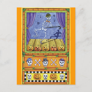 Halloween Dancing Skeleton Postcard Postkarte