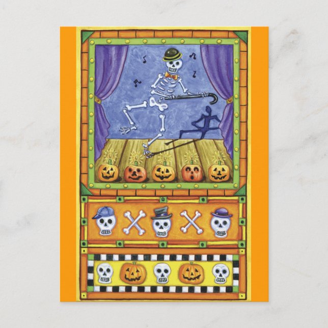 Halloween Dancing Skeleton Postcard Postkarte (Vorderseite)