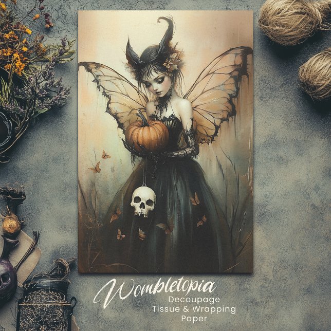 Halloween Dark Fairy mit Pumpkin und Skull Seidenpapier (Von Creator hochgeladen)
