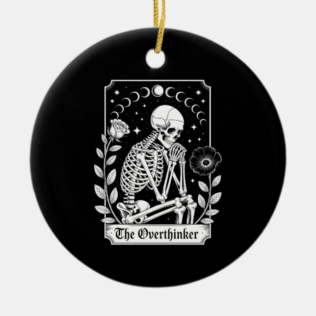 Halloween Dark Gothic Skeleton Overthinker Keramik Ornament (Vorne)