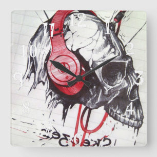 Halloween Day & Night Quadratische Wanduhr