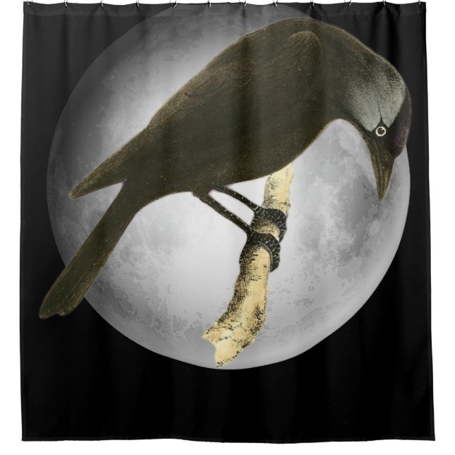 Halloween Decor The Moon Raven Duschvorhang (Vorderseite)