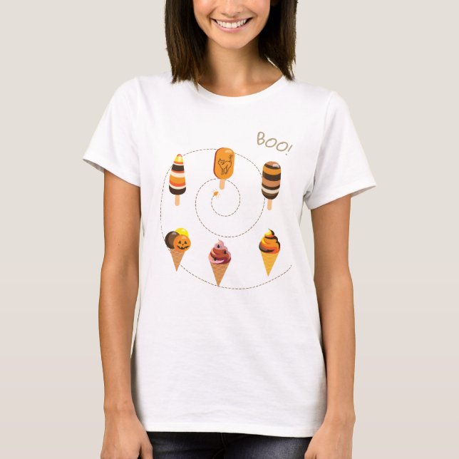 Halloween Decoration Leckerei oder Trick Ice Creme T-Shirt (Vorderseite)