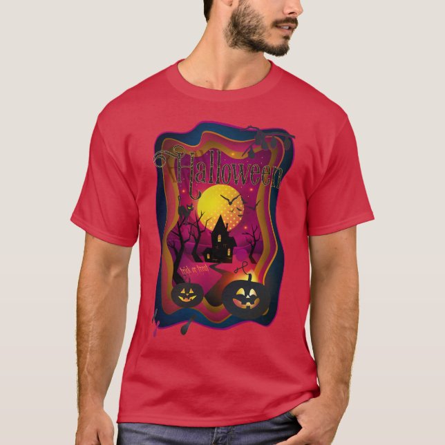 Halloween Decoration Leckerei oder Trick Monster T-Shirt (Vorderseite)