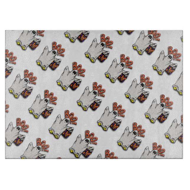 Halloween Decorative Glass Cutting Board/Ghost Schneidebrett (Vorderseite)