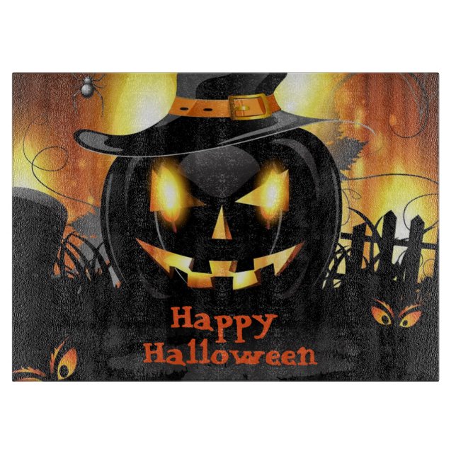 Halloween Decorative Glass Cutting Board/Pumpkins Schneidebrett (Vorderseite)