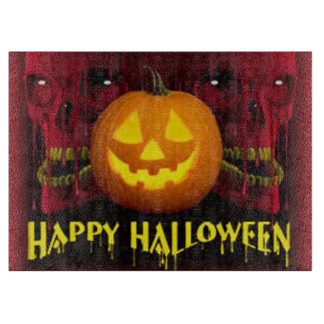 Halloween Decorative Glass Cutting Board/Skulls Schneidebrett (Vorderseite)