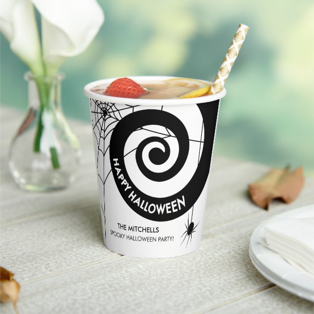Halloween Dekoration  | Schwarz-Weiß-Papercup Pap Pappbecher (In Situ)
