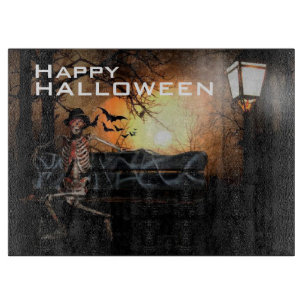 Halloween Dekoratives Glas Schneidbrett/Skelett Schneidebrett