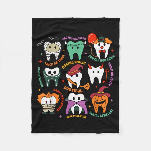 Halloween Dental Boo Crew Dentist Costume Teeth Wo Fleecedecke (Vorderseite)
