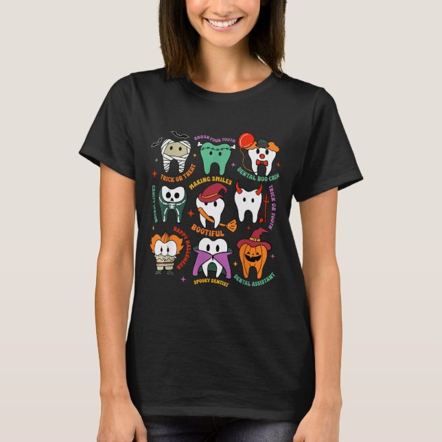 Halloween Dental Boo Crew Dentist Costume Teeth Wo T-Shirt (Vorderseite)