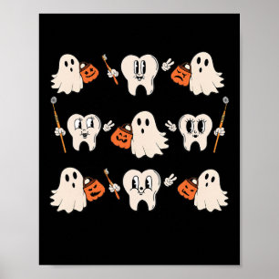 Halloween Dentalhygienist Teeth Ghost Pum Poster