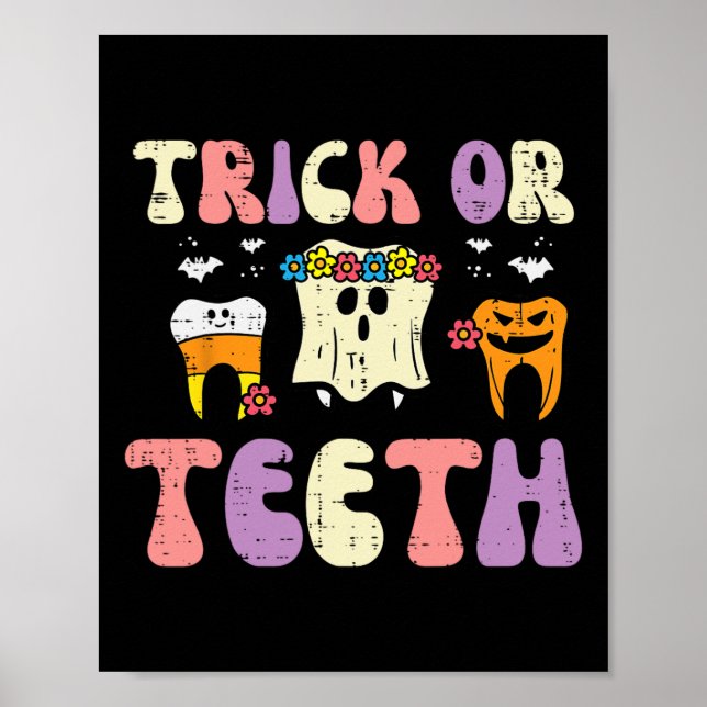 Halloween Dentist Trick oder Zähne Zahnstochkosten Poster (Vorne)