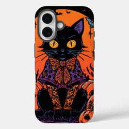 Halloween, Der Kürbisacker-Streuner,Schwarze Katze iPhone 16 Hülle