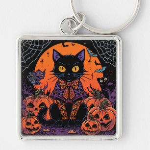 Halloween,Der Kürbisfeld-Plagegeist ,Schwarze Katz Schlüsselanhänger