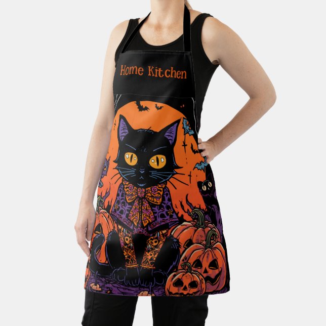 Halloween,Der Kürbisfeld Streuner ,Schwarze Katze Schürze (InSitu)