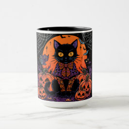 Halloween, Der Kürbisfeld Streuner ,Schwarze Katze Tasse