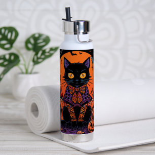 Halloween, Der Kürbisfeld-Streuner, Schwarze Katze Trinkflasche