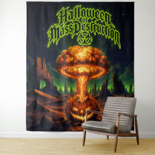 Halloween der Massenvernichtung Radioaktiver Kürbi Wandteppich