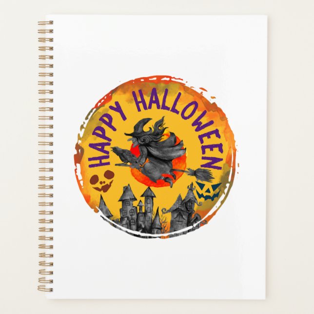 Halloween-Design Frohes Halloween Hexe Planer (Vorderseite)
