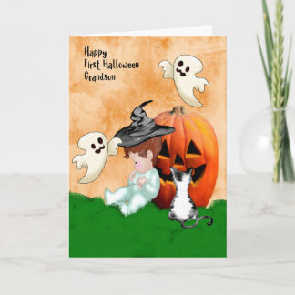 Halloween-Design für den Enkel mit Kürbis Karte