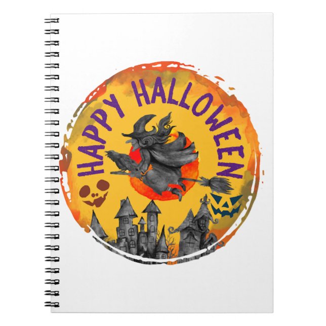 Halloween Design Happy Halloween Hexe Notizblock (Vorderseite)