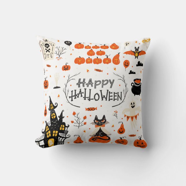 Halloween Designelemente. Halloween-Cliparts mit Kissen (Vorderseite)