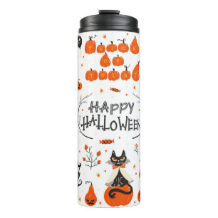 Halloween Designelemente. Halloween-Cliparts mit Thermosbecher