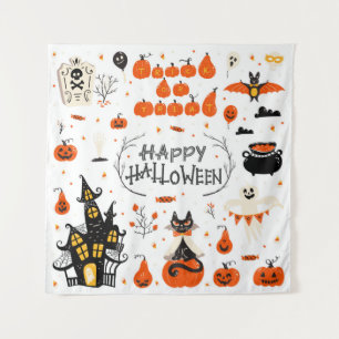 Halloween Designelemente. Halloween-Cliparts mit Wandteppich