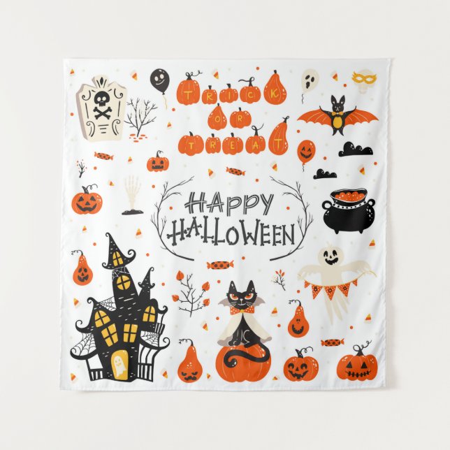Halloween Designelemente. Halloween-Cliparts mit Wandteppich (Vorderseite)