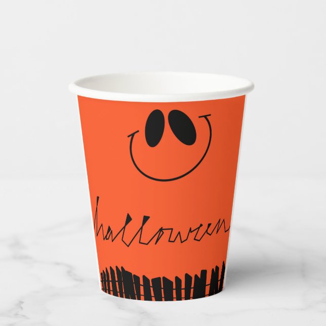 Halloween-Designs in Orange Pappbecher (Vorderseite)