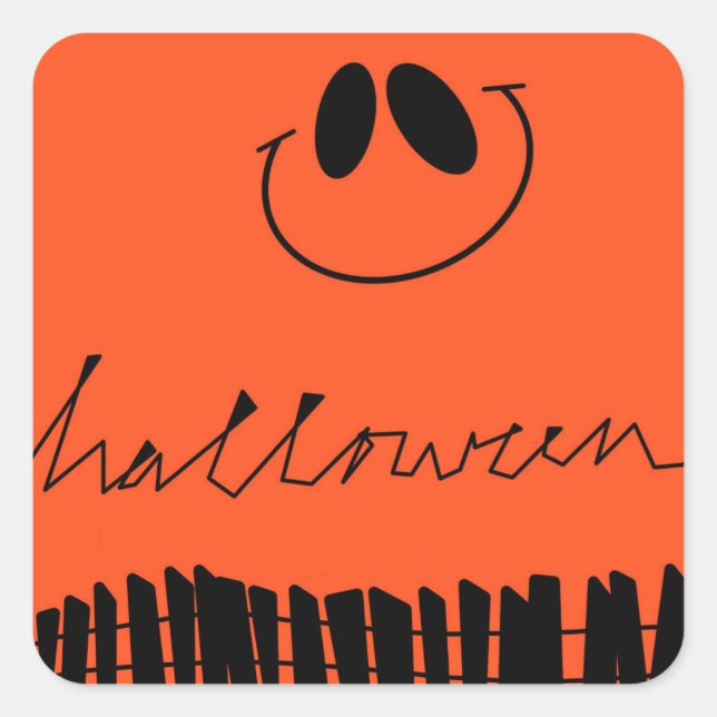 Halloween-Designs in Orange Quadratischer Aufkleber (Vorderseite)