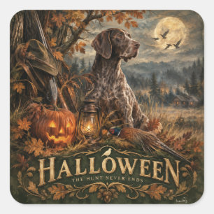 Halloween Deutsch Drahthaar Jagdhund Quadratischer Aufkleber