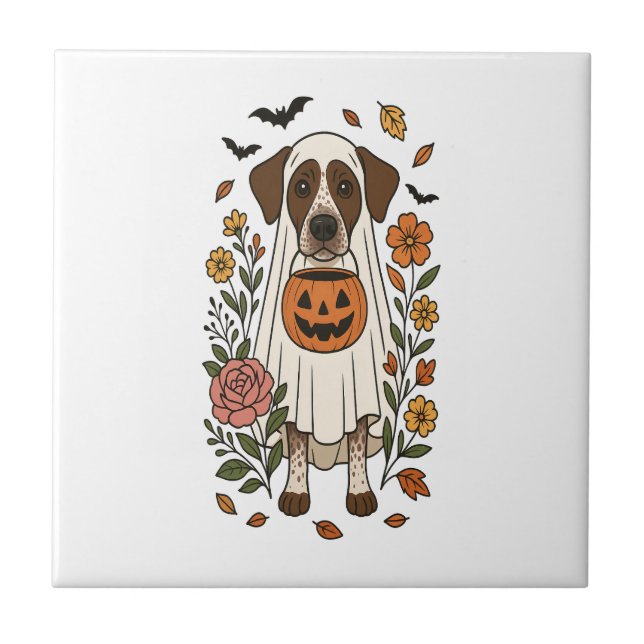 Halloween Deutsch Kurzhaar Fliese (Vorderseite)